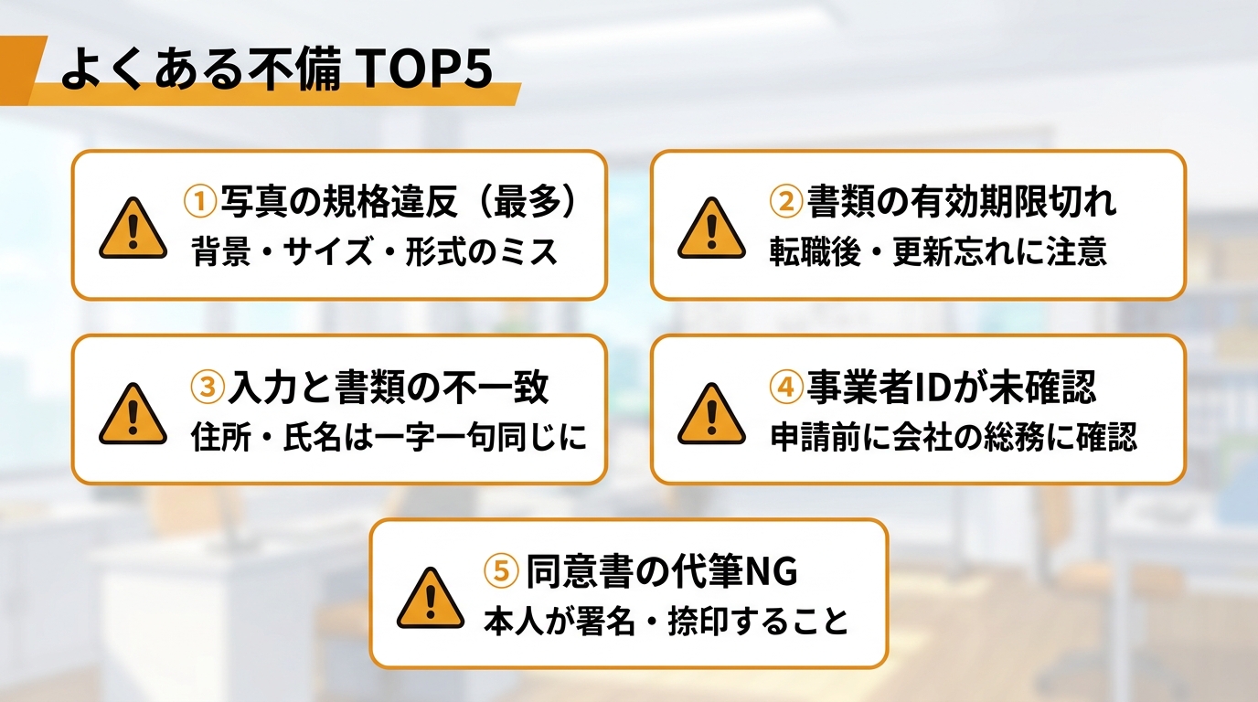 CCUS技能者登録でよくある不備TOP5インフォグラフィック