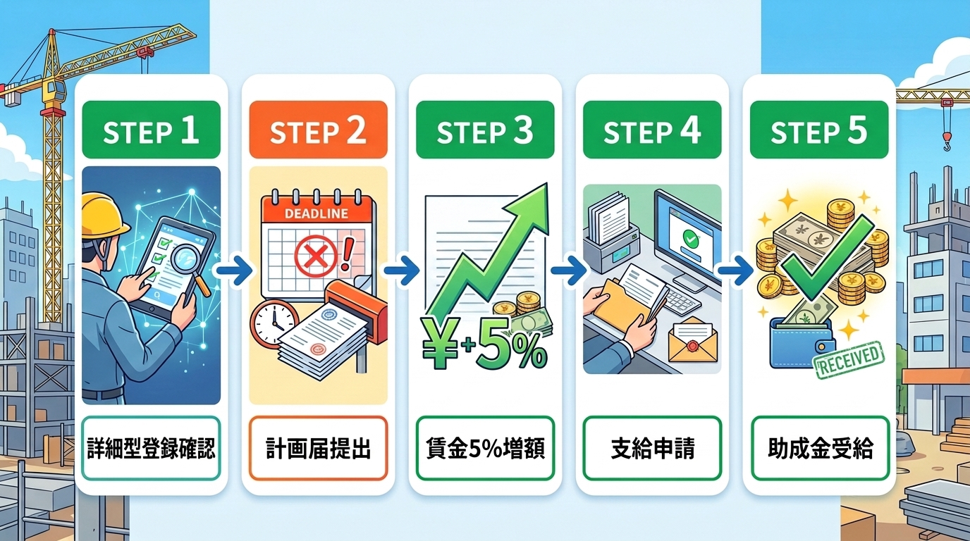 CCUS活用促進コース：申請フロー5ステップ