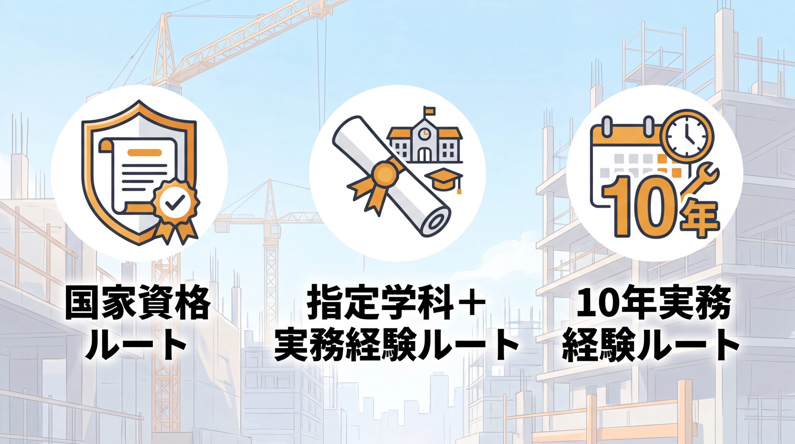 専任技術者になる3つのルート図解